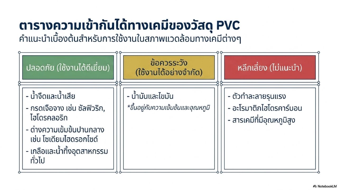 ตารางความเข้ากันของวัสดุ PVC