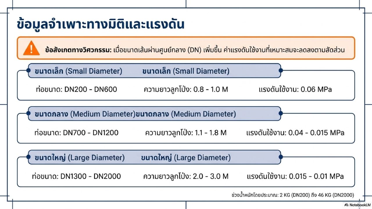 ข้อมูลจำเพาะทางมิติและแรงดัน